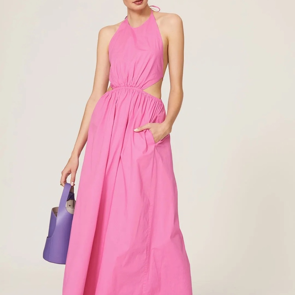Staud Pink Apfel Maxi Dress Size Size MR Size Medium